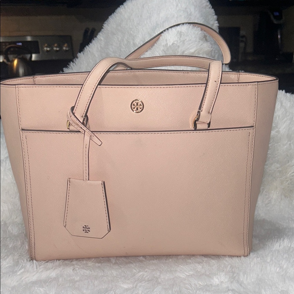 TORY BURCH Leather Tote Shoulder Bag Pink